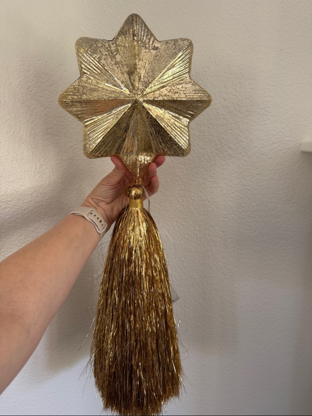Anthropologie Metallic Gold Tinsel Tree Topper